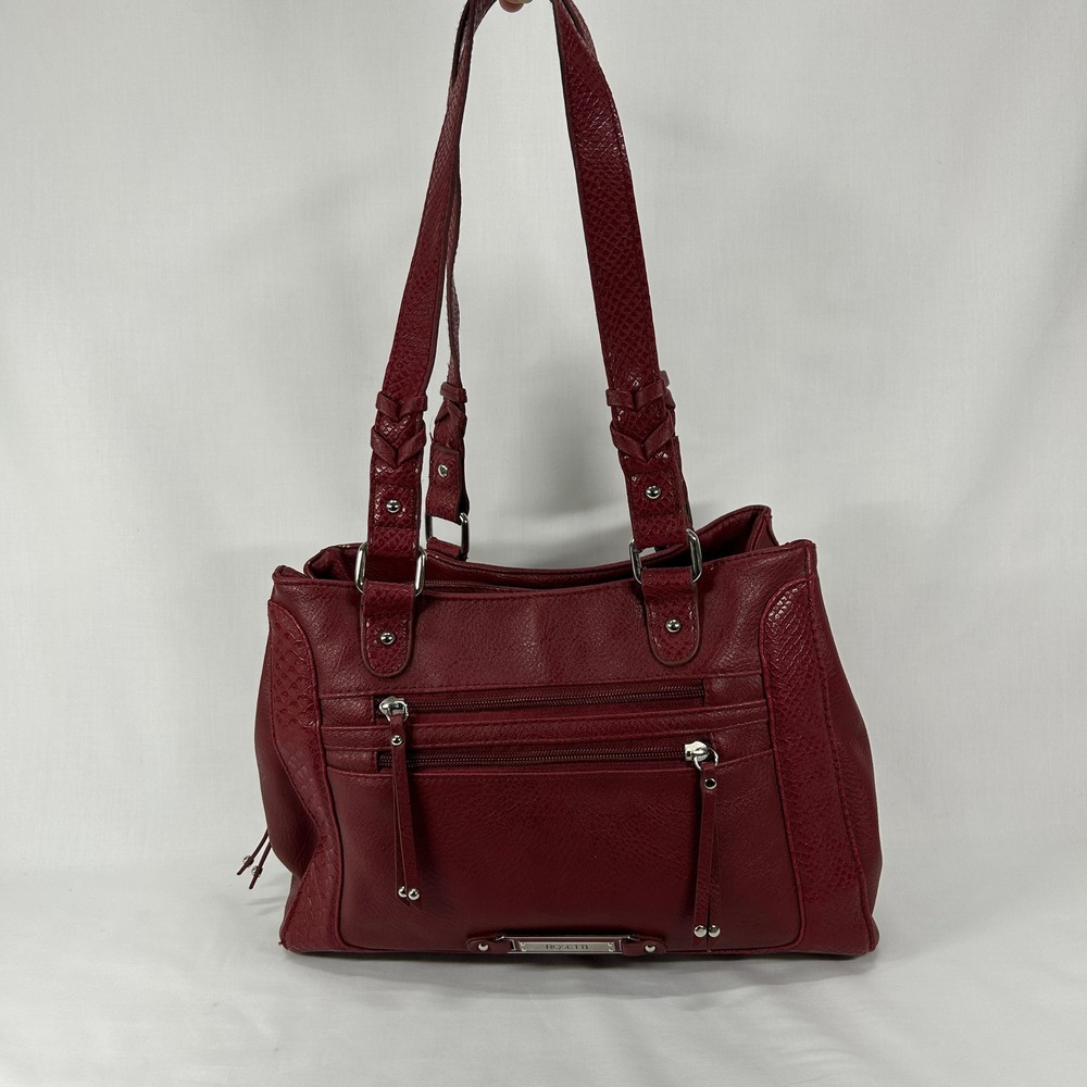 Vintage Y2K Rosetti Red Faux Leather Multi Pocket Shoulder Bag Tote